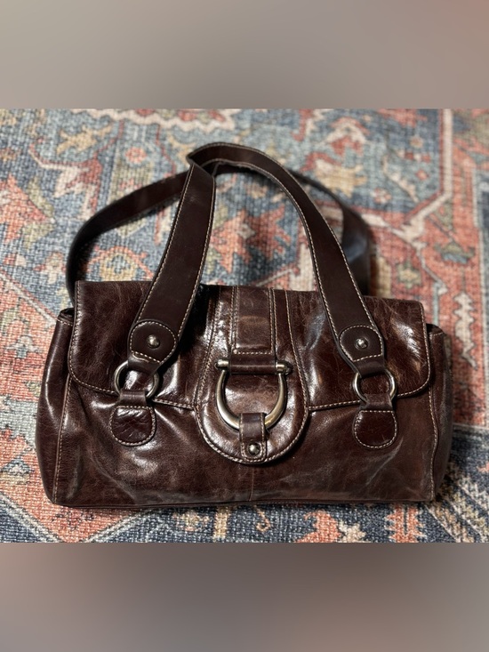 Apt. 9 Handbags - Apt. 9 Brown Leather Shoulder Bag – Y2K Horseshoe Buckle Satchel